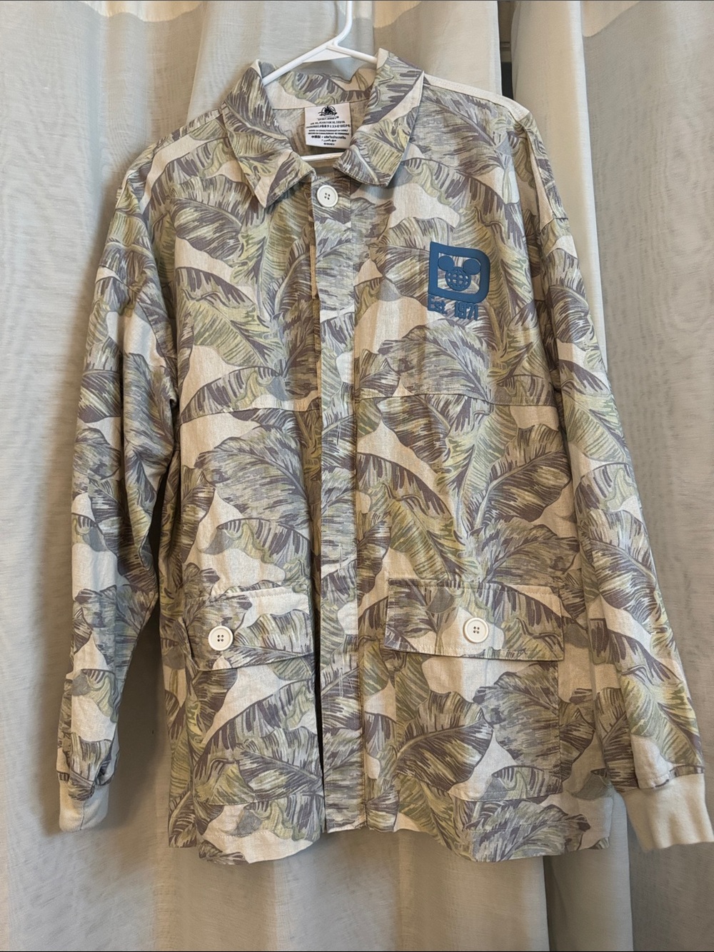 Disney Men's Tropical Leaf Shirt Jacket - Beige, Green, Gray. Spirit Jersey